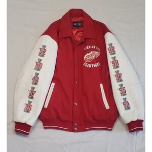 Vintage DETROIT RED WINGS 10X STANLEY CUP CHAMPIONS Mens Varsity Jacket Large G3